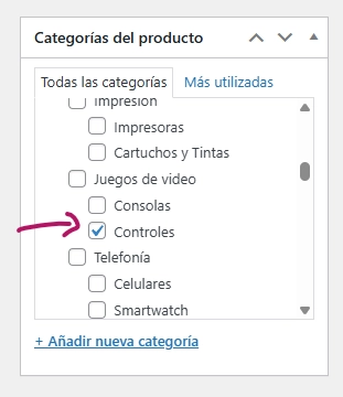 Selecciona la Categoría del Producto